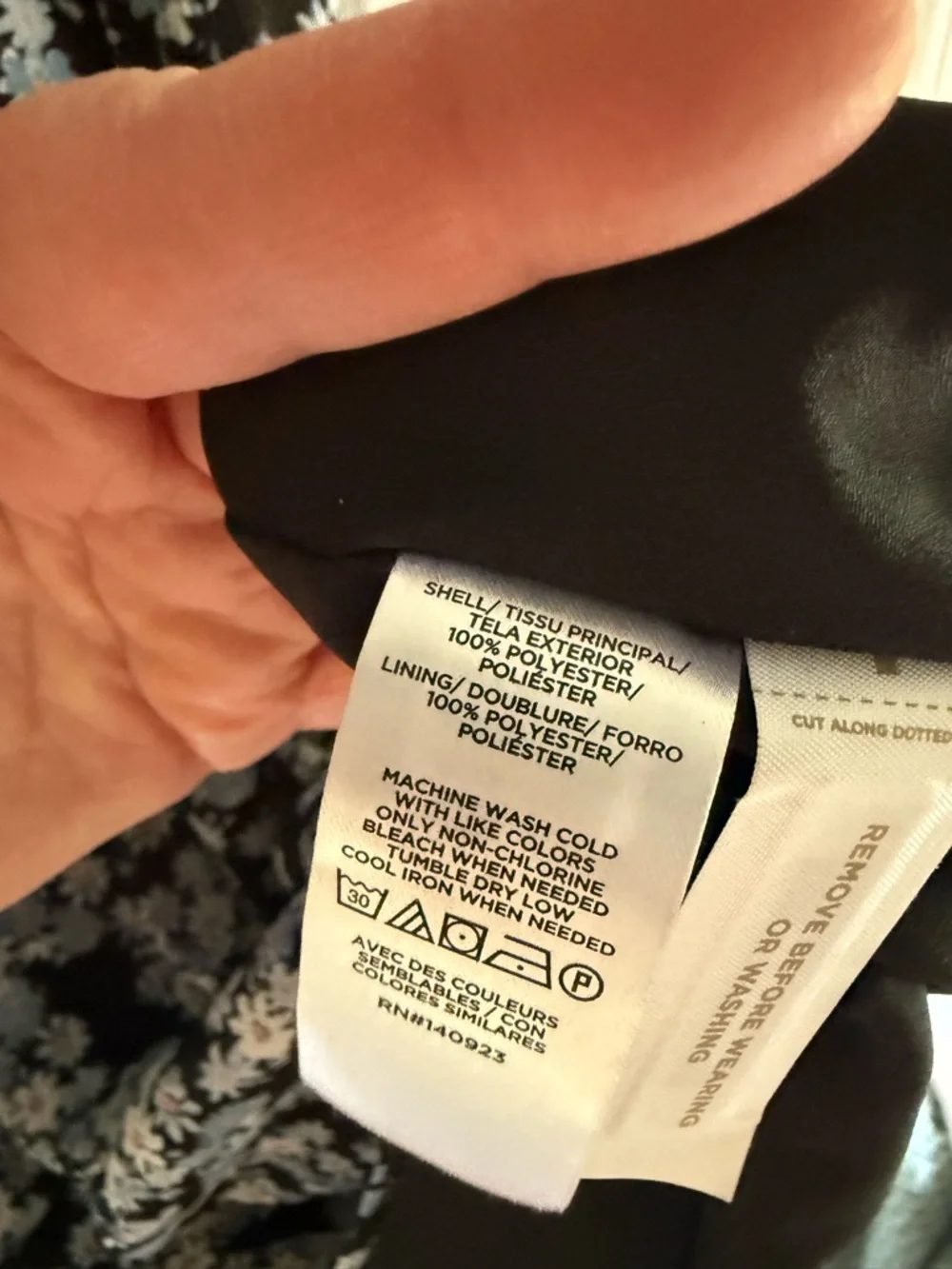 LOFT Black Midi Dress with Light Blue Floral Print - Picture 7 of 7